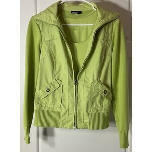 Bianca 2pc Lime Green Zip Front Knit Back & Sleeve Pockets Jacket W/ Tank 10